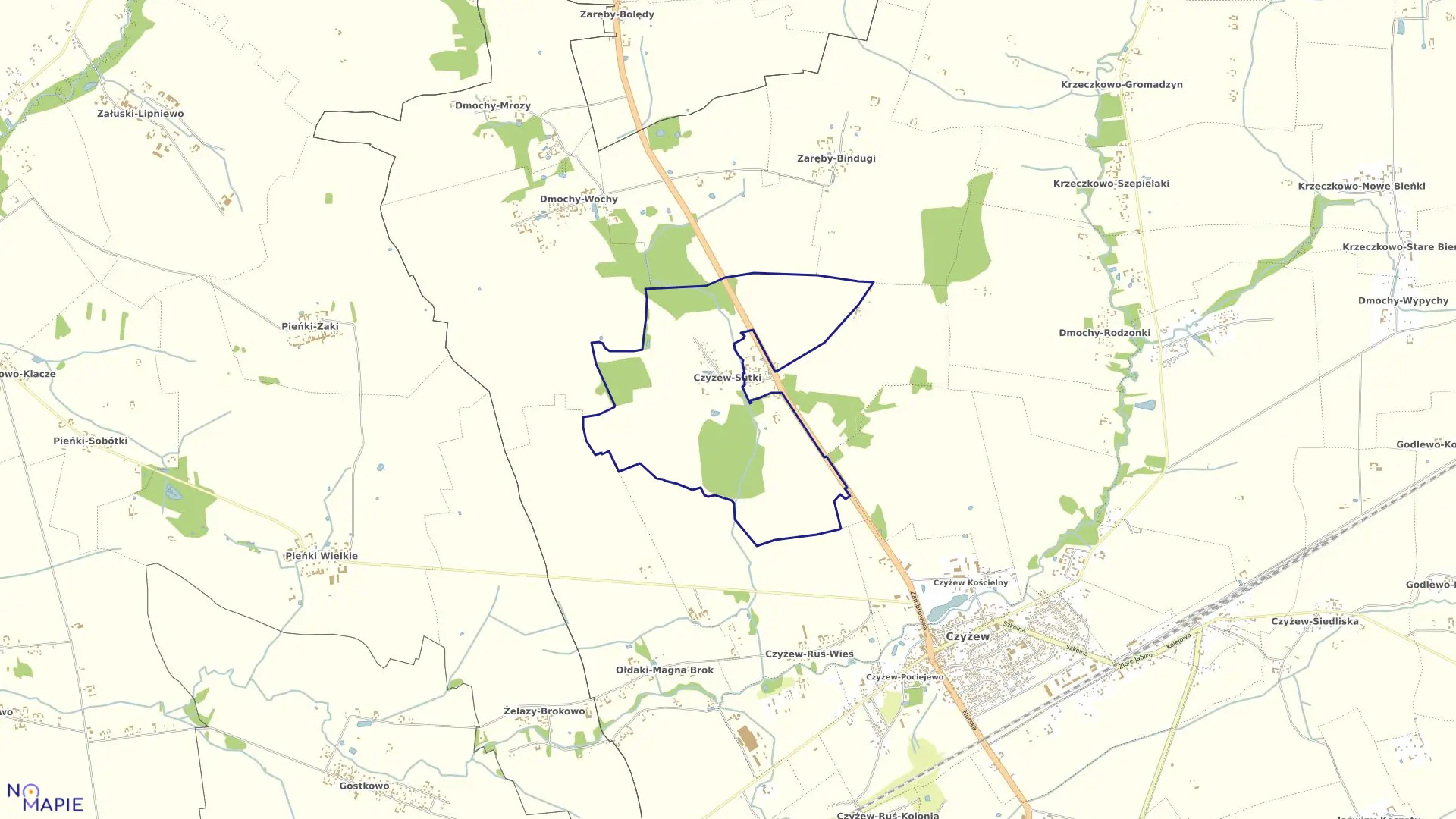 Mapa obrębu CZYŻEW-SUTKI MAJĄTEK w gminie Czyżew