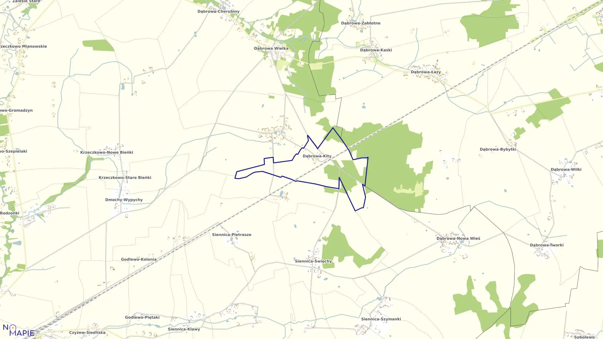 Mapa obrębu DĄBROWA-KITY w gminie Czyżew