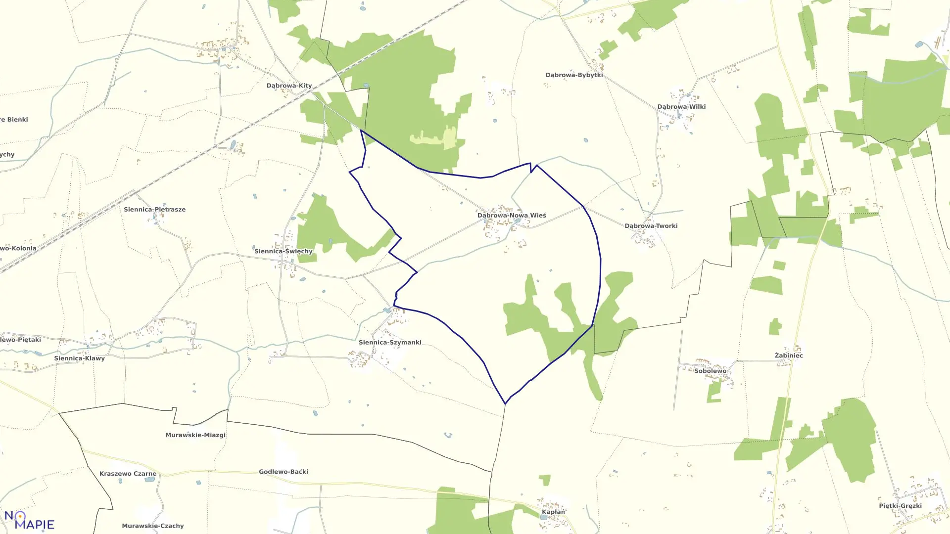 Mapa obrębu DĄBROWA-NOWA WIEŚ w gminie Czyżew