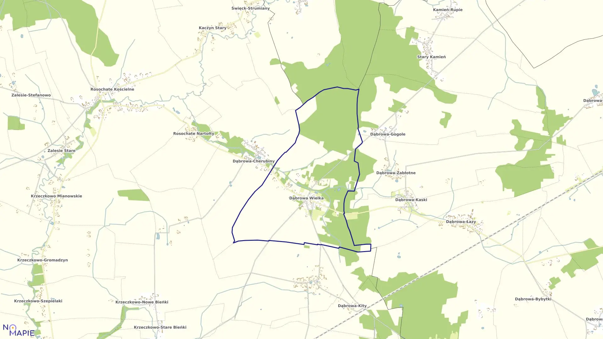 Mapa obrębu DĄBROWA WIELKA w gminie Czyżew