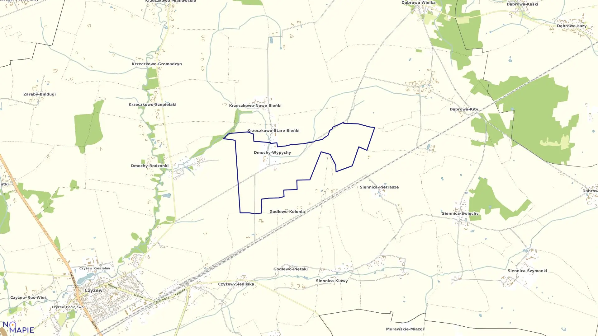 Mapa obrębu DMOCHY-WYPYCHY w gminie Czyżew