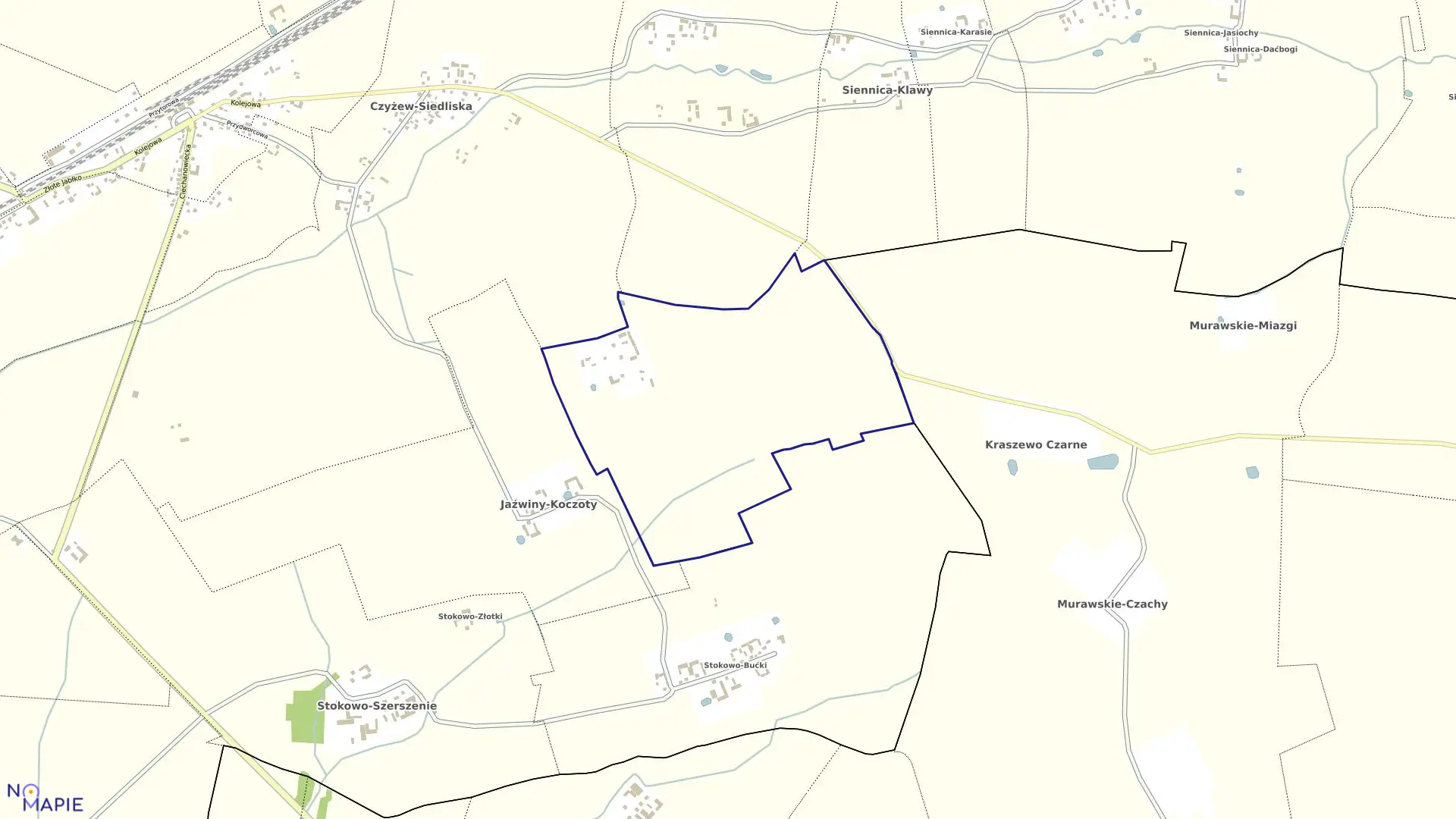 Mapa obrębu JAŹWINY-PIERTKI w gminie Czyżew