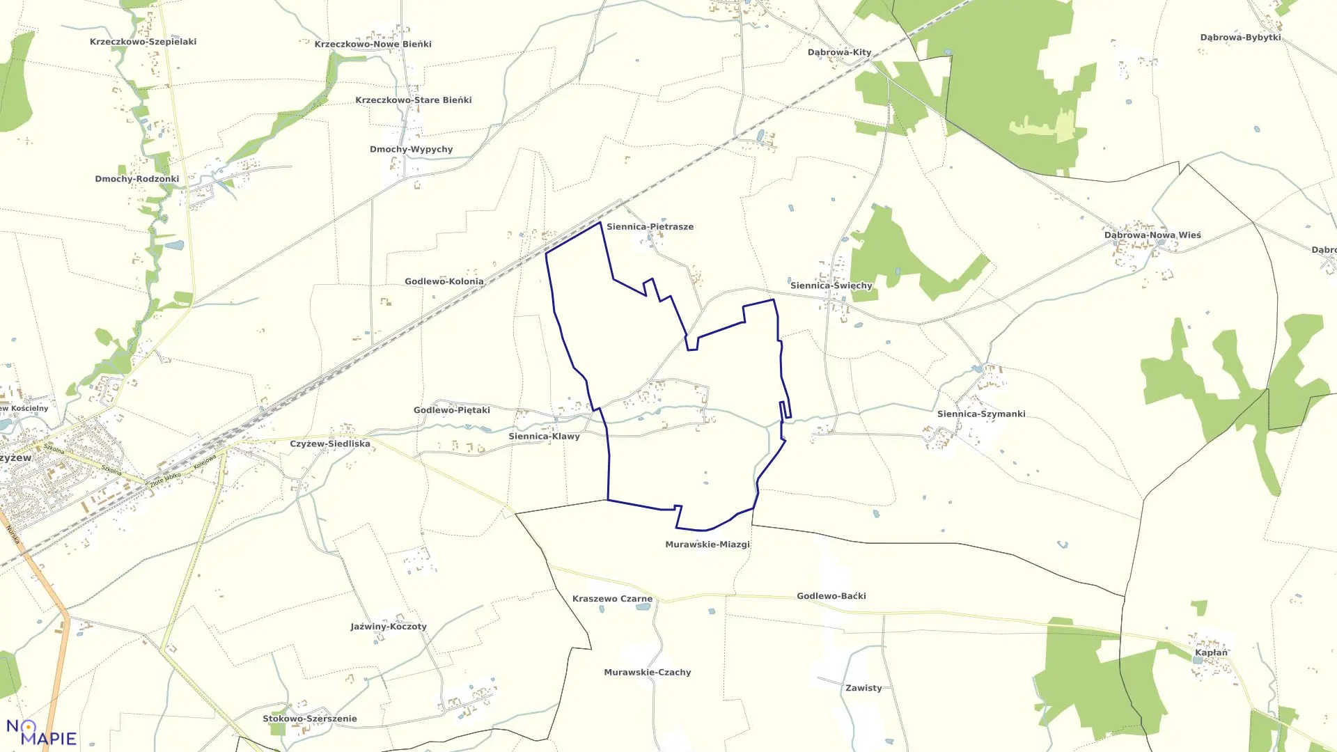 Mapa obrębu SIENNICA-LIPUSY w gminie Czyżew