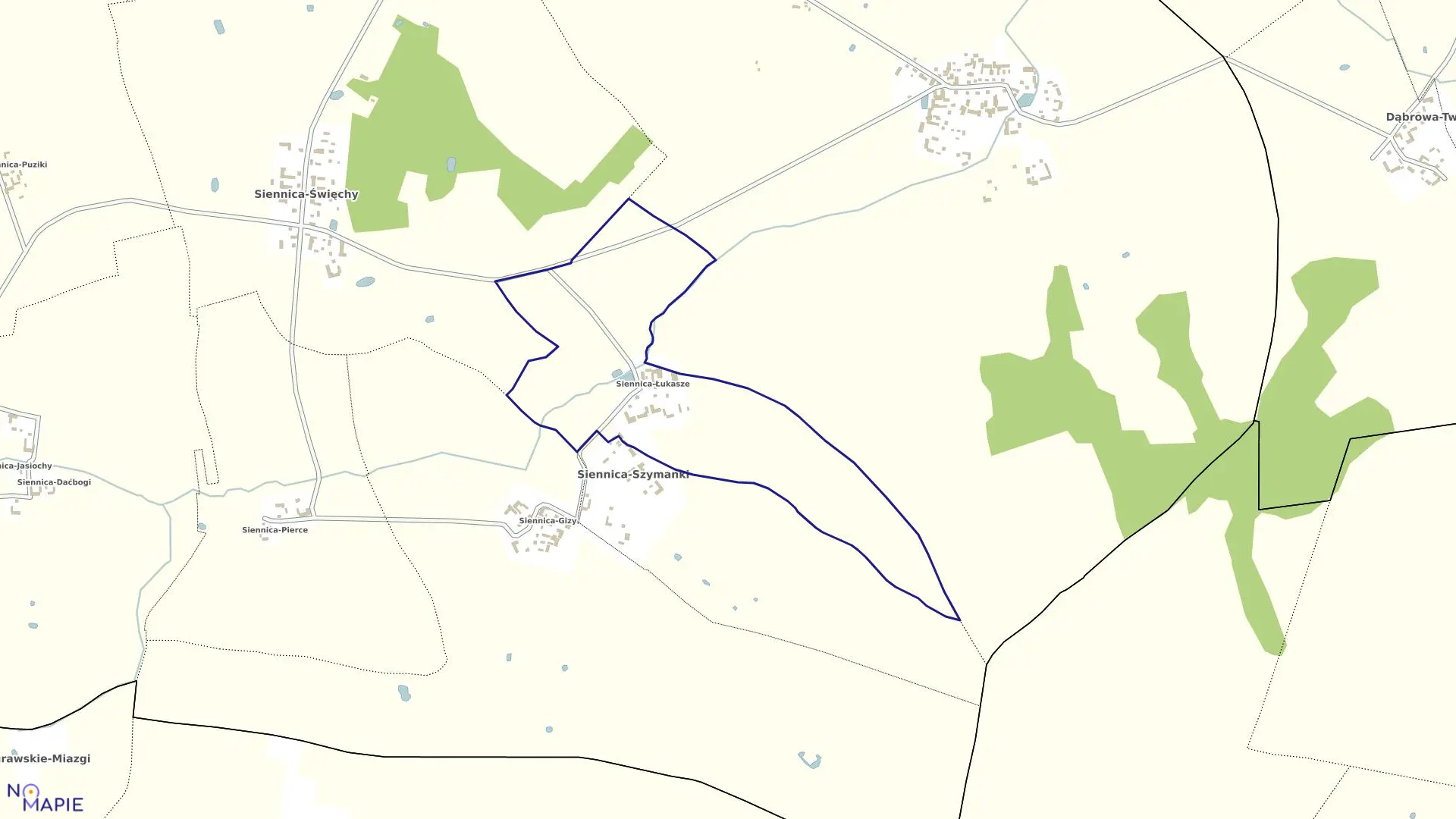 Mapa obrębu SIENNICA-ŁUKASZE w gminie Czyżew