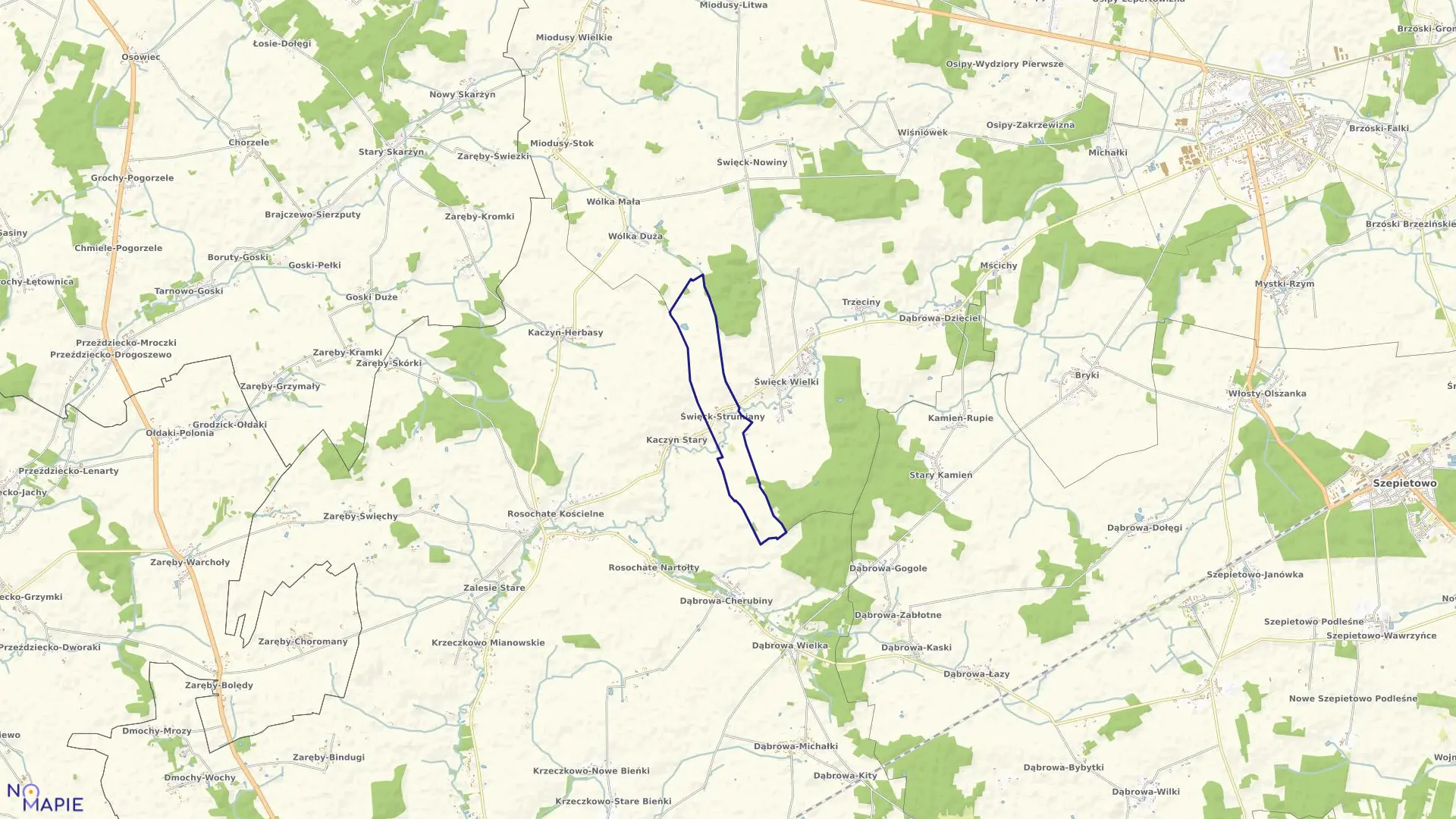 Mapa obrębu ŚWIĘCK-STRUMIANY w gminie Czyżew