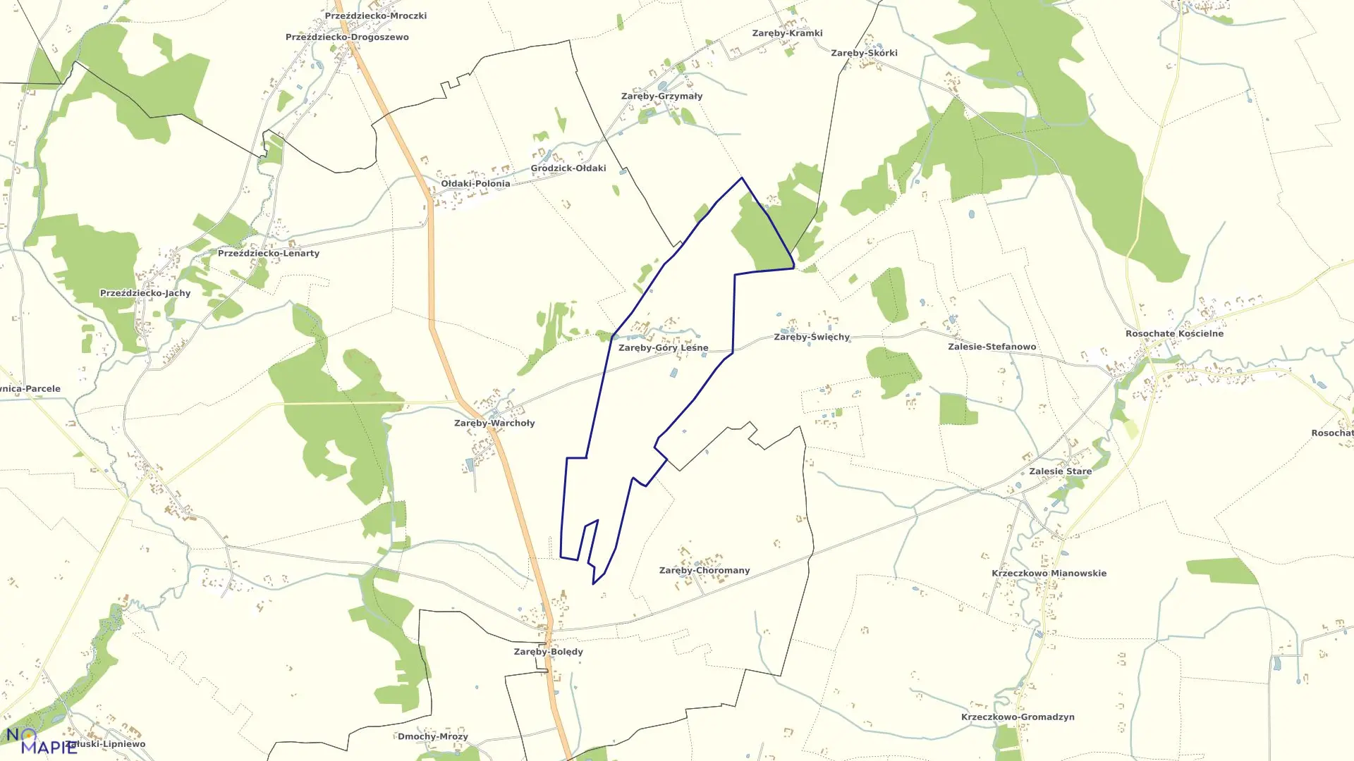 Mapa obrębu ZARĘBY-GÓRY LEŚNE w gminie Czyżew