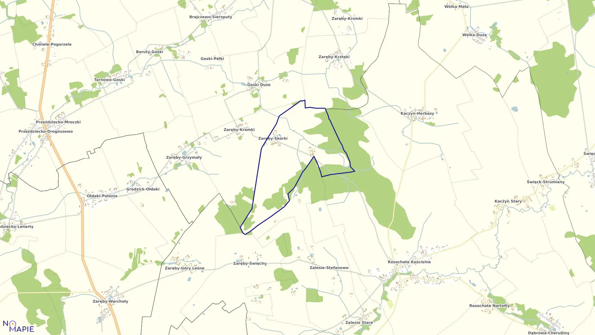 Mapa obrębu ZARĘBY-SKÓRKI w gminie Czyżew